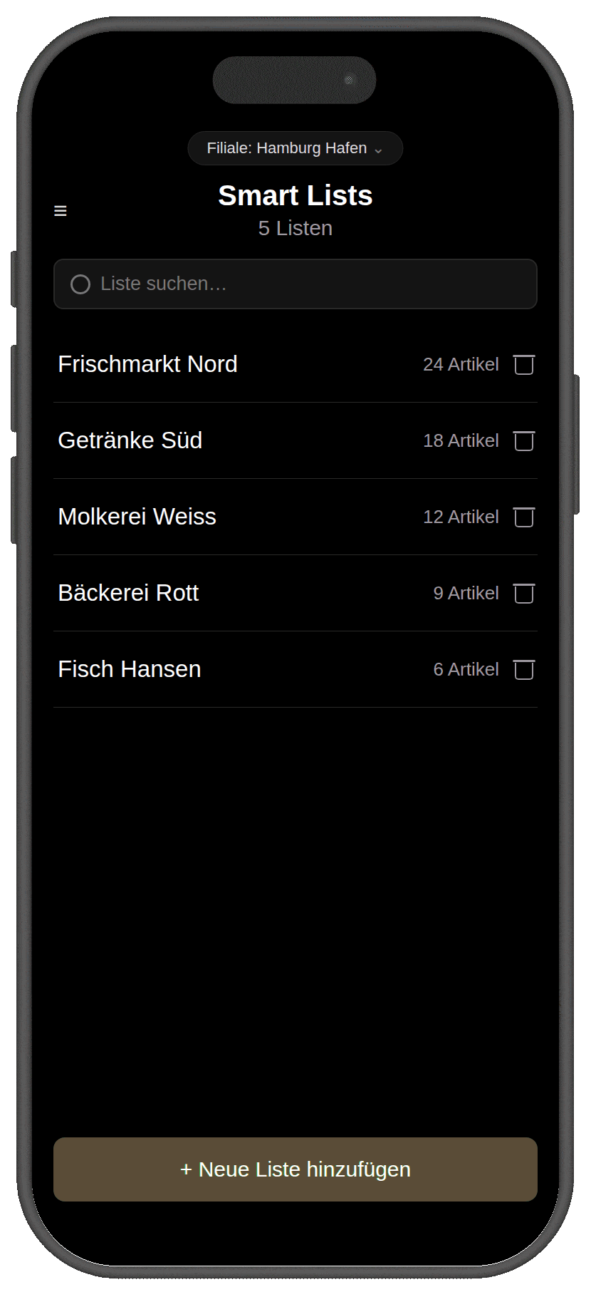 FoodNotify App: Forecast in der Smart List