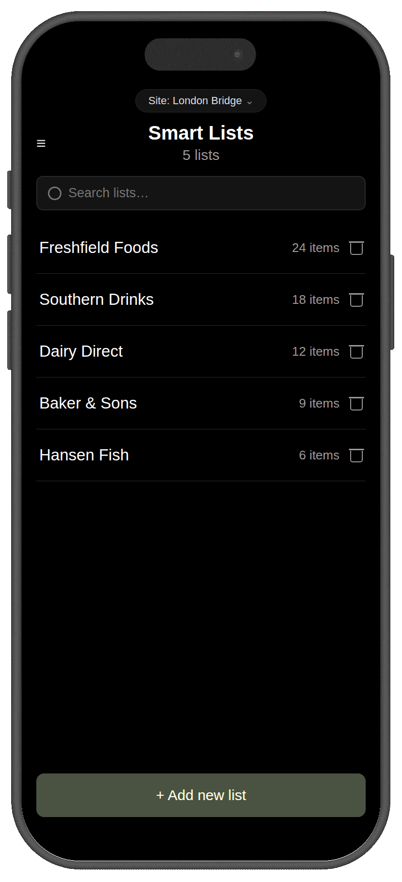 FoodNotify app: forecast in the Smart List