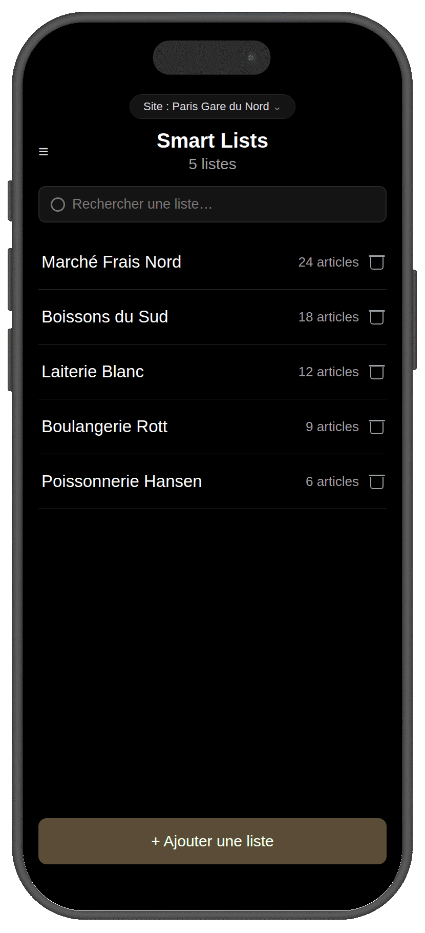 Application FoodNotify : prévision dans la Smart List