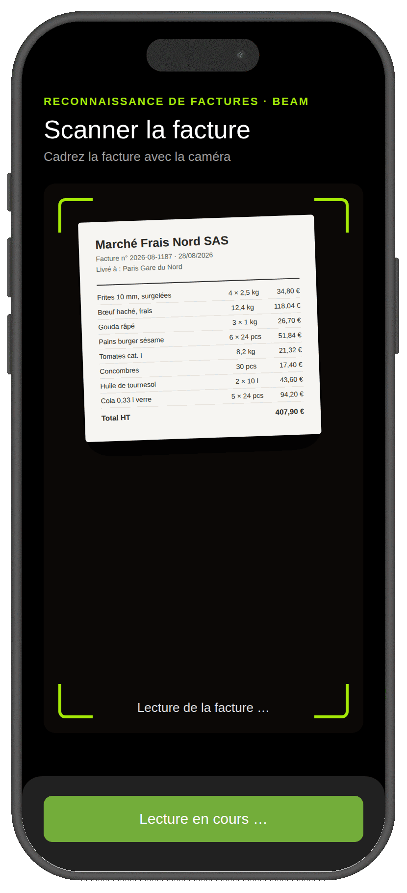 Application FoodNotify : scan de facture avec BEAM